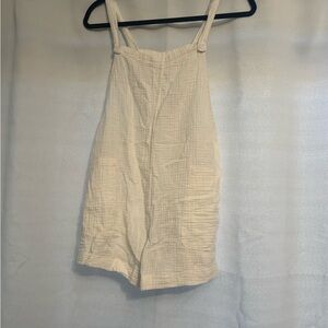 Colsie Cream Quilted Overalls